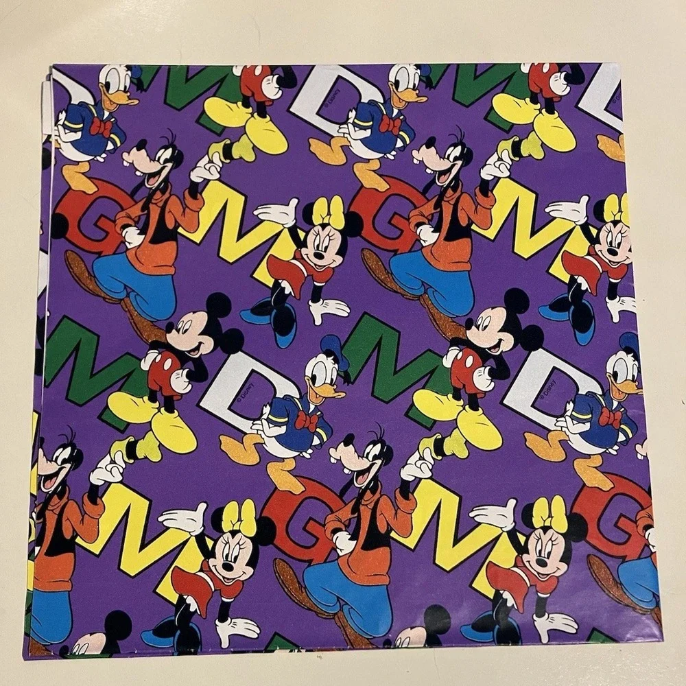 Vintage Disney's 1998 MICKEY FOR KIDS Cleo Gift Wrapping Paper - 2 SHEETS - NEW